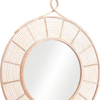 37" Natural Round Framed Accent Mirror