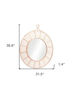 37" Natural Round Framed Accent Mirror