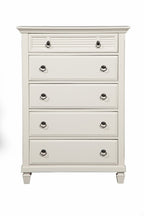 38" White Solid Wood Five Drawer Chest