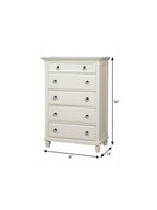 38" White Solid Wood Five Drawer Chest