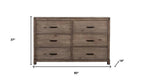 60" Gray Solid Wood Six Drawer Double Dresser