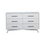 56" White Solid Wood Six Drawer Double Dresser