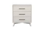 34" White Carved Geometric Solid Wood Three Drawer Dresser