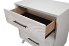 34" White Carved Geometric Solid Wood Three Drawer Dresser