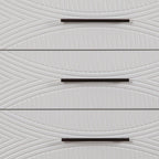 34" White Carved Geometric Solid Wood Five Drawer Dresser