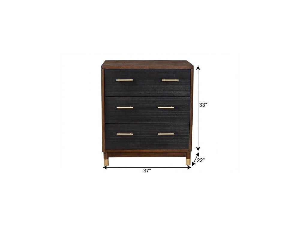 62" Brown And Black Solid Wood Seven Drawer Double Dresser
