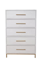 30" White Solid Wood Five Drawer Dresser