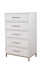 30" White Solid Wood Five Drawer Dresser