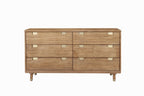 60" Brown Solid Wood Six Drawer Double Dresser
