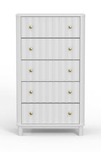 28" White Solid Wood Five Drawer Dresser