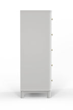 28" White Solid Wood Five Drawer Dresser