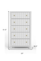 28" White Solid Wood Five Drawer Dresser