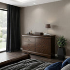 60" Brown Solid Wood Six Drawer Double Dresser
