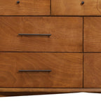 56" Brown Solid Wood Seven Drawer Double Dresser