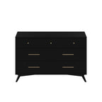 56" Black Solid Wood Seven Drawer Double Dresser