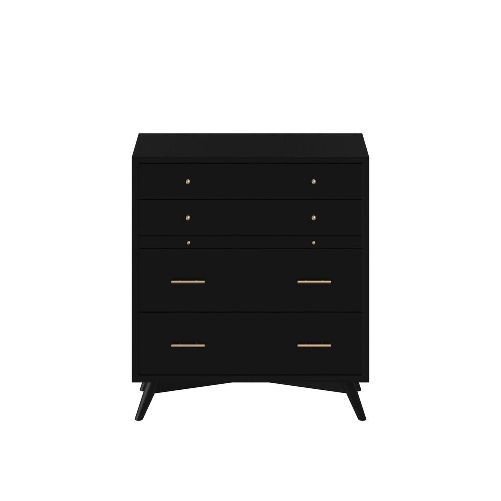 56" Black Solid Wood Seven Drawer Double Dresser
