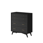 56" Black Solid Wood Seven Drawer Double Dresser