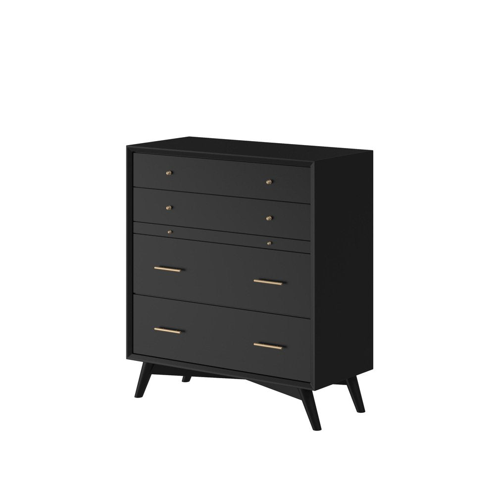 56" Black Solid Wood Seven Drawer Double Dresser
