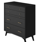 56" Black Solid Wood Seven Drawer Double Dresser