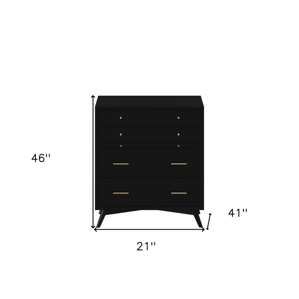 56" Black Solid Wood Seven Drawer Double Dresser