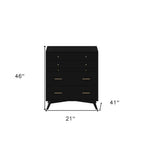56" Black Solid Wood Seven Drawer Double Dresser