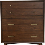 38" Mahogany Solid Wood Four Drawer Dresser