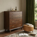 38" Mahogany Solid Wood Four Drawer Dresser