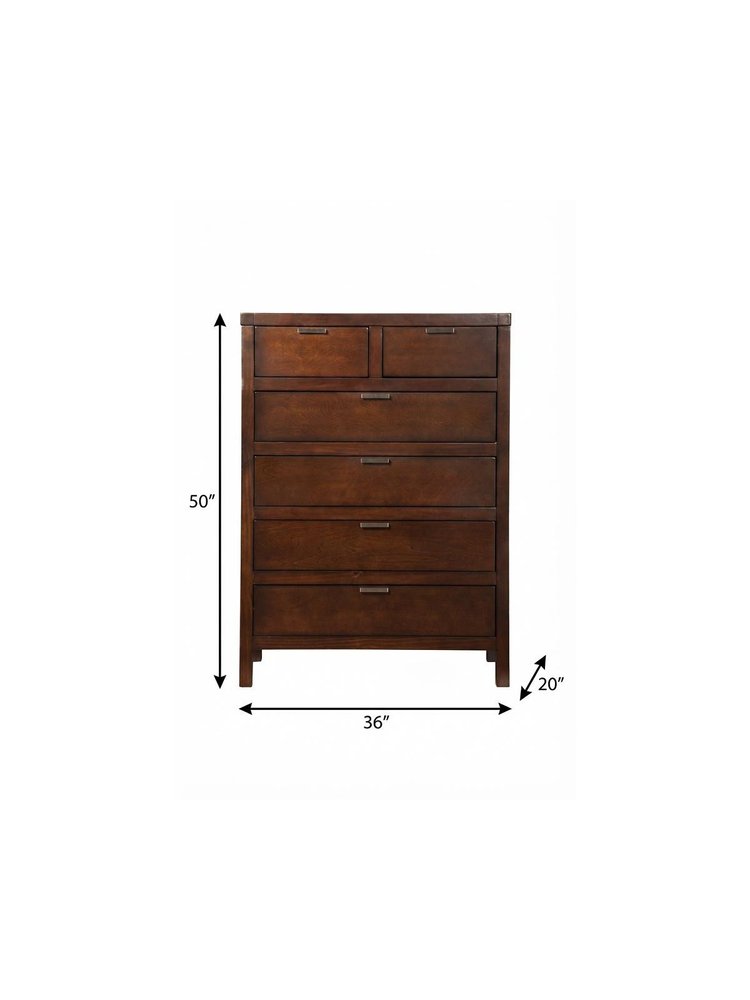 63" Brown Solid Wood Seven Drawer Double Dresser