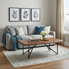 50" Brown And Black Solid Wood And Metal Coffee Table
