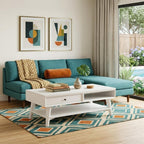 48" White Solid And Manufactured Wood Coffee Table With Drawer