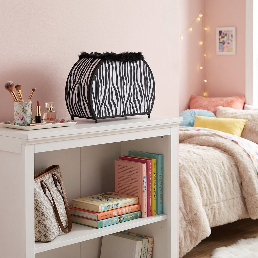 12" Black And White Funky Zebra Pattern Novelty Table Lamp