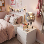 21" Soft Gray Feather Shade Modern Tripod Metal Table Lamp