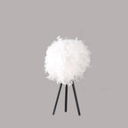 21" Black And White Faux Feather Tripod Table Lamp