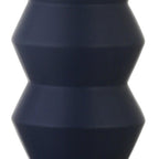 28" Navy Blue Geometric Table Lamp With Drum Shade