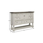 62" Gray and Ivory Solid Wood Six Drawer Triple Dresser