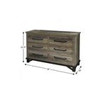 56" Brown Solid Wood Six Drawer Double Dresser