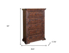 50" Chocolate Solid Wood Six Drawer Triple Dresser