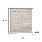 55" White Solid Wood Three Drawer Gentlemans Chest
