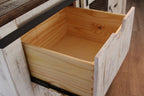 62" Antiqued White Solid Wood Six Drawer Triple Dresser