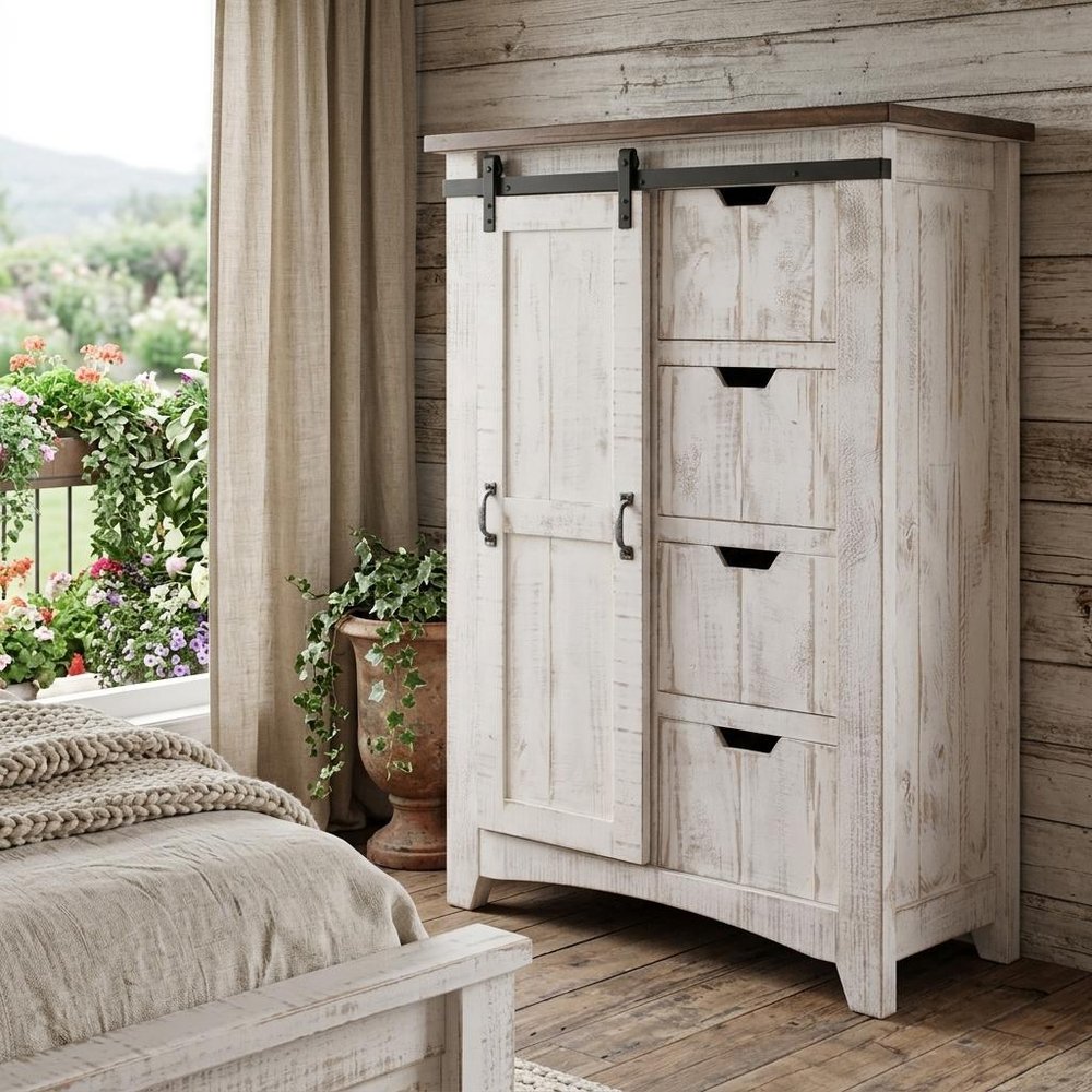 62" Antiqued White Solid Wood Six Drawer Triple Dresser
