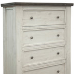 39" Gray And Ivory Solid Wood Four Drawer Dresser