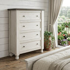 39" Gray And Ivory Solid Wood Four Drawer Dresser