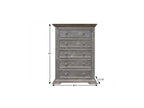 37" Gray Solid Wood Five Drawer Chest
