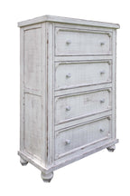 37" Antiqued White Solid Wood Four Drawer Dresser
