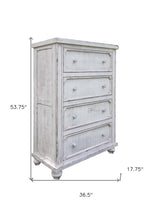 37" Antiqued White Solid Wood Four Drawer Dresser