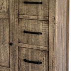 37" Brown Solid Wood Four Drawer Dresser