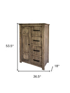 37" Brown Solid Wood Four Drawer Dresser
