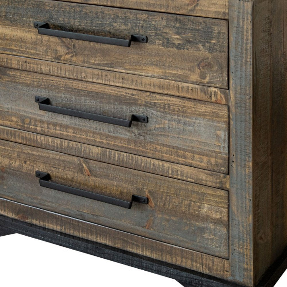 37" Gray Solid Wood Five Drawer Chest