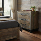 37" Gray Solid Wood Five Drawer Chest
