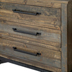 37" Gray Solid Wood Five Drawer Chest